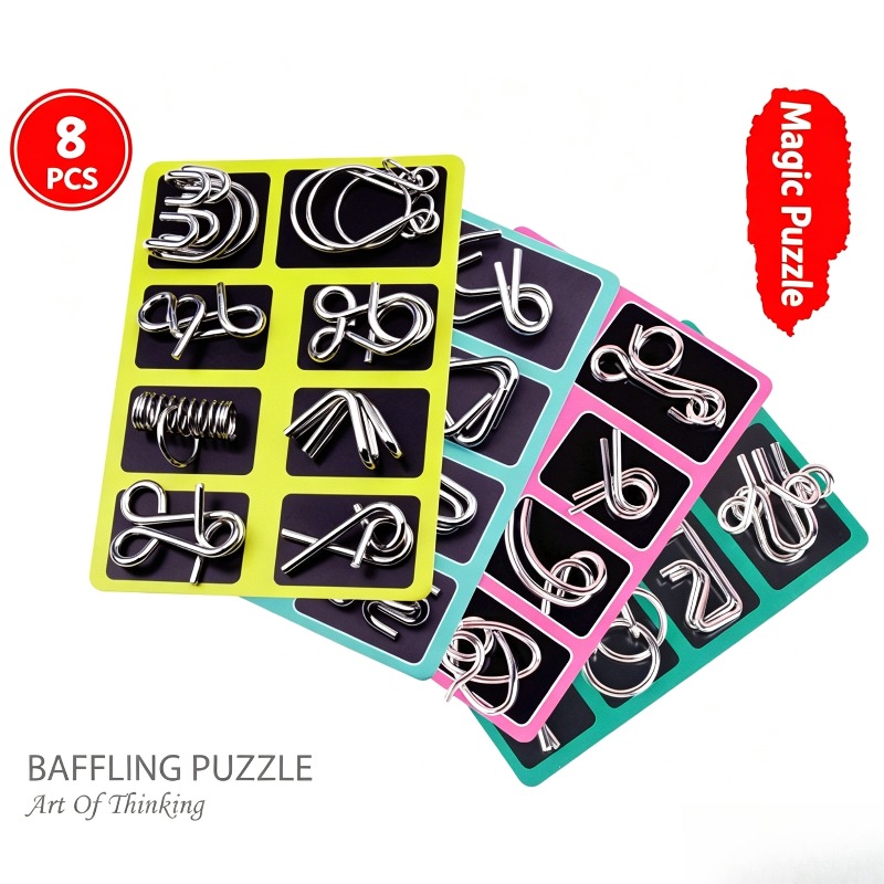 8 Pieces Metal Puzzle Set Clas - Board Game Name review and price