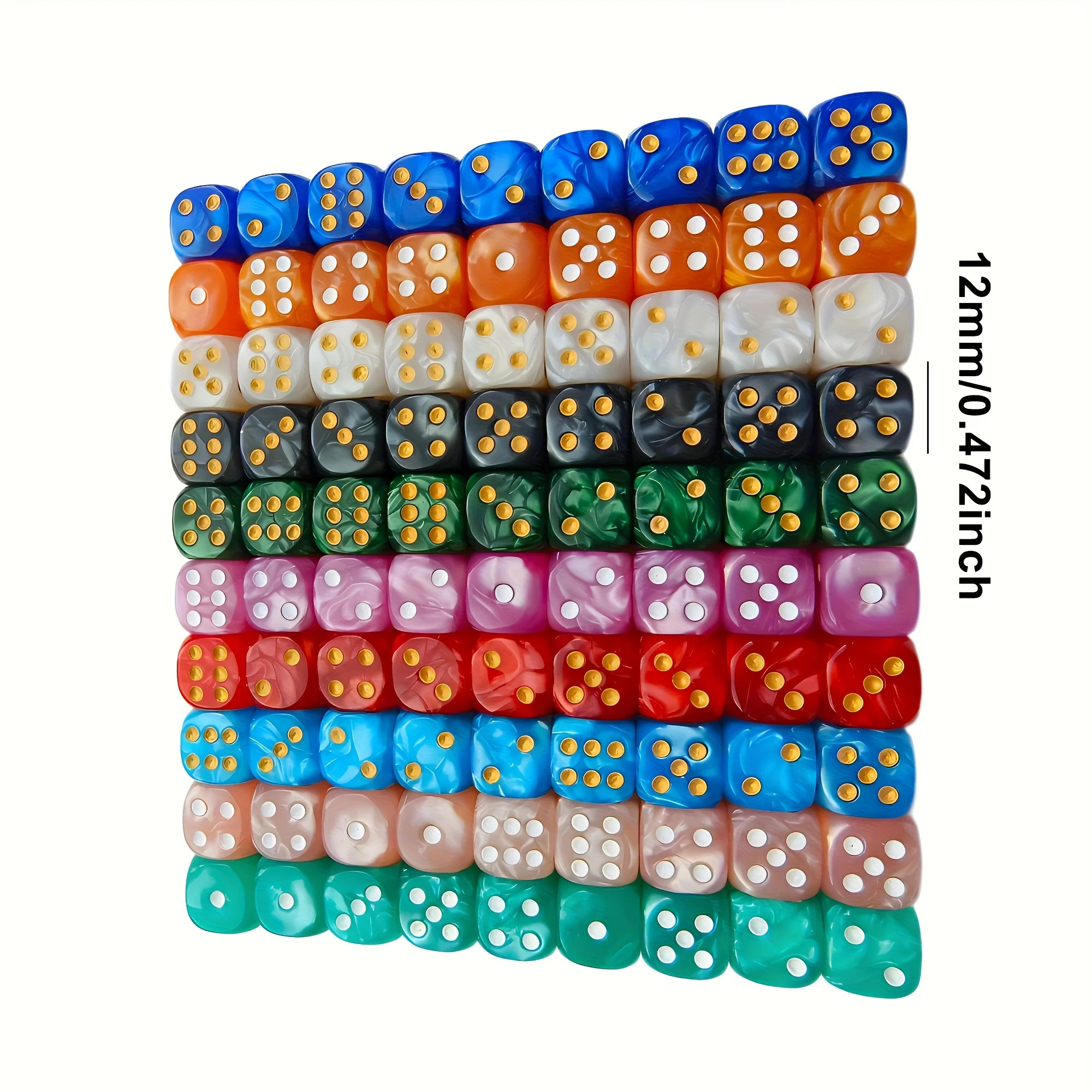 10Pcs 12mm Pearl Swirl D6 Dice - Board Game Live review and price
