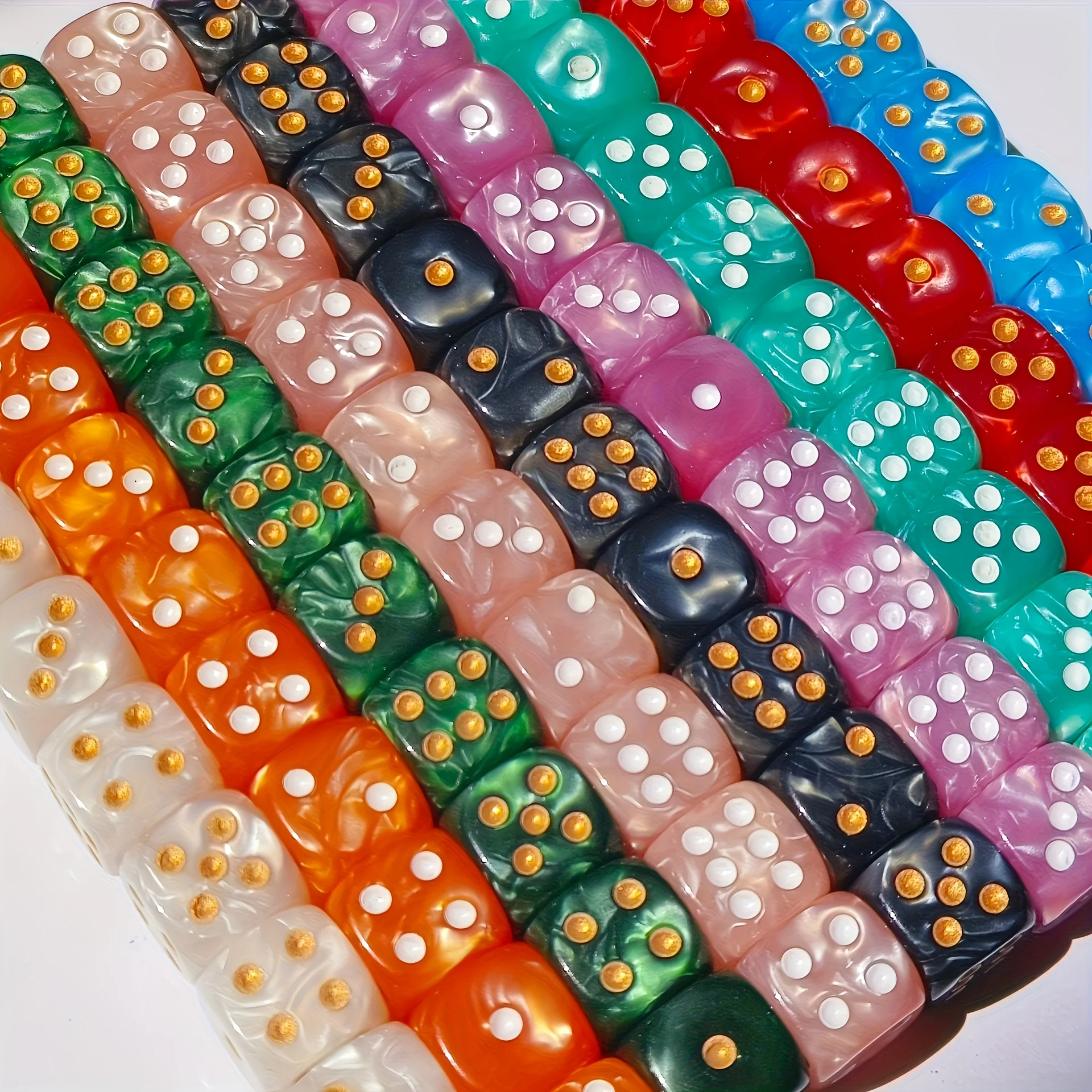 10Pcs 12mm Pearl Swirl D6 Dice - Board Game Live review and price